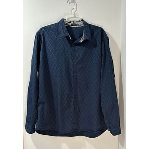 Coofandy men’s navy blue long sleeve button down collared shirt XXL. #18-0458